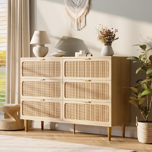 Garvee Home 6-Drawer Double Dresser, Engineered Wood Chest with