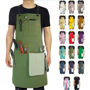 Heavy-Duty Multi-Pocket Canvas Apron - for Gardening, Painting, BBQ, Carpentry & More, Adjustable Sizes M to XXL for All Professions - 1 of 4