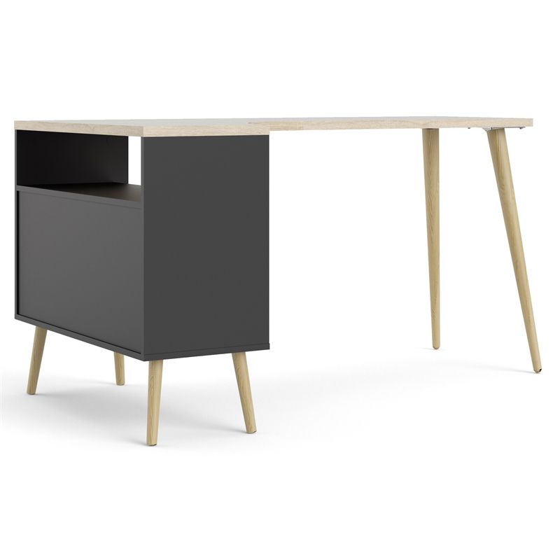 Tvilum Diana 2 Drawer 3 Shelf Desk in Black Matte & Oak Structure, 4 of 11