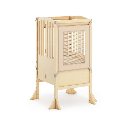 Natural Wood Foldable Toddler Kitchen Helper Step Stool