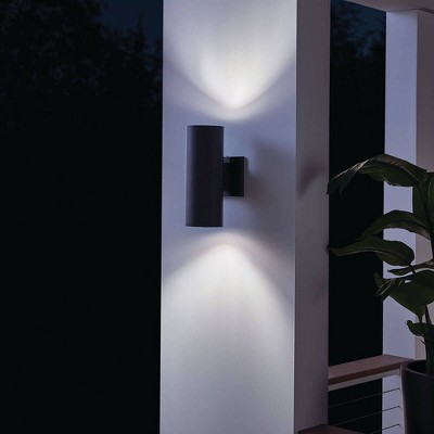 12" Black Aluminum Cylinder Outdoor Wall Sconce