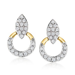 Ross-Simons 0.40 ct. t.w. Diamond Navette Doorknocker Earrings in 14kt Yellow Gold - 1 of 3