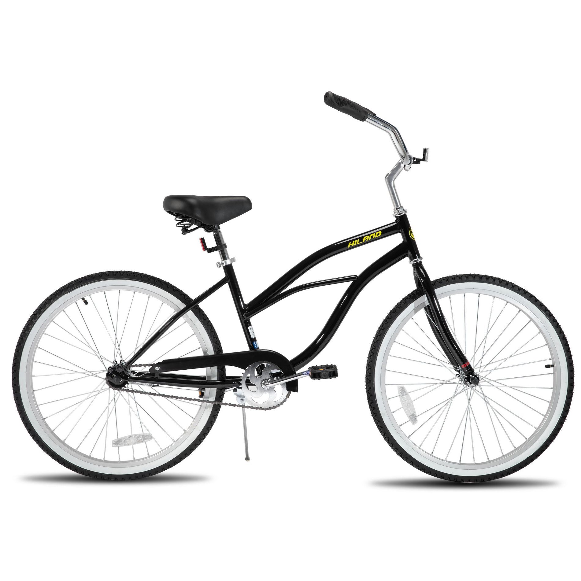 HILAND Beach Cruiser Bike, Black, 24 inch