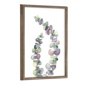 Kate and Laurel Blake Eucalyptus 2 Branches Framed Printed Glass by Emily Marie Watercolors, 18x24, Gold - 1 of 4