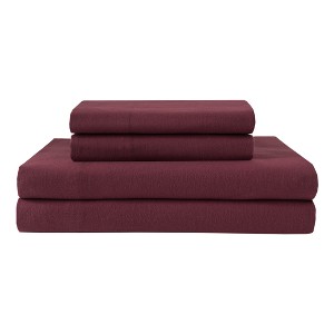 Winter Nights Cotton Flannel Sheet Set (Twin) Solid Wine - Elite Home, Solid Red
