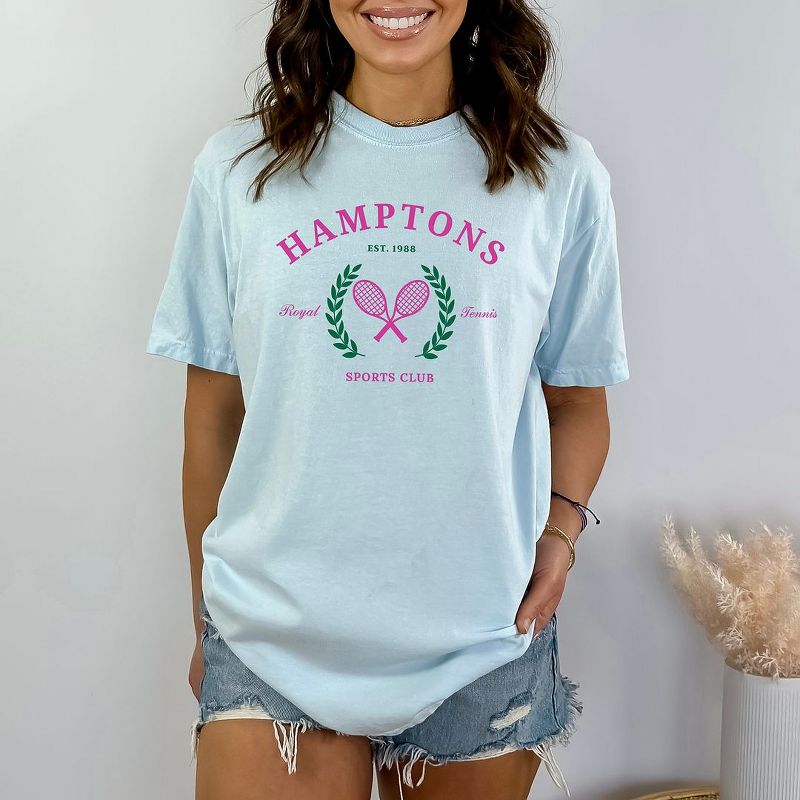 Simply Sage Market Women's Hamptons Sports Tennis Club Short Sleeve Garment Dyed Tee, 3 of 4