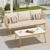Buenhomino 2-Piece Rattan Patio Conversation Set, 3-seats Sofa with Conversation Table for Porch, Balcony, Garden - 2 of 4