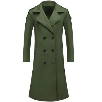 Lars Amadeus Men's Winter Notch Lapel Double Breasted Solid Color Long Overcoat