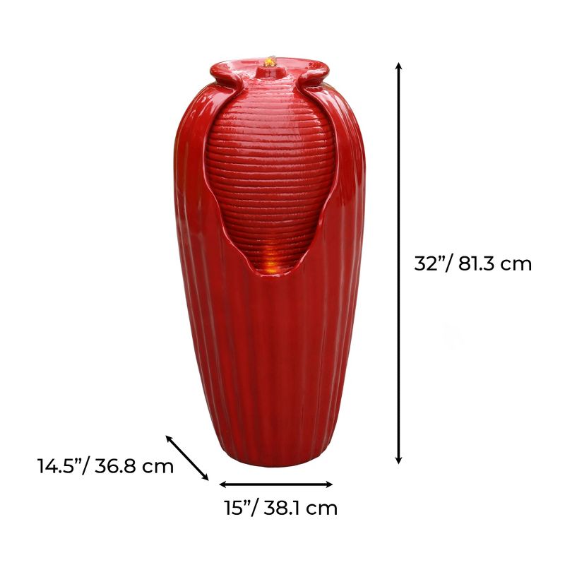 Teamson Home Indoor/Outdoor Contemporary Vase Water Fountain with LED Lights, Red, 5 of 9
