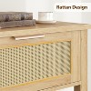 Rattan Console Table for Entryway, Wood Entryway Table with Storage, Boho Sofa Table for Living Room, Hallway Foyer Table Home Furniture - 4 of 4