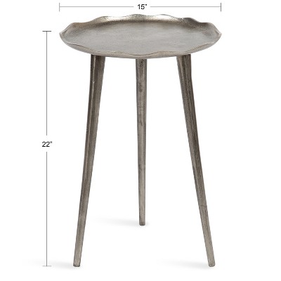 Alessia Silver Round Cast Aluminum Side Table