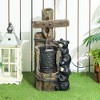Outsunny 22.8" Outdoor Water Fountain, 3-Tier Floor Standing Resin Bears on Log Waterfall Fountain with LED Lights, Pump - 2 of 4