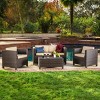 Outdoor 4 Pieces Garden Furniture Set,Rattan Metal Sectional Sofas with Cushions,Wiker Patio Conversation Sets with Coffee Table-Coolbibila - 2 of 4