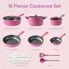 CAROTE 16pcs Nonstick Cookware set, Pots and Pans, Premium Induction Cookware, Durable & Easy to Clean, Large Frying Pan, Rose Pink - 2 of 4
