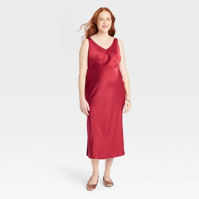 Red Silk Slip Dress