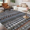 5x7 Washable Area Rug Distressed Geometric Print Mat Living Room Foldable Thin Rug Indoor Non Slip Carpet Non-Shedding Vintage - 3 of 4