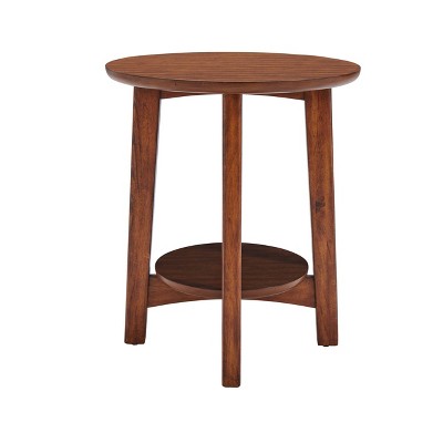 Chestnut Warmth 20" Round Mid-Century Modern Wood End Table