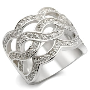 Slickblue Women's Polished 925 Sterling Silver Ring with CZ Stones, Pave Design, Round Cut, Size 5-10 - 1 of 3