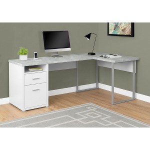 Monarch Specialties Computer Desk Home Office Corner Left Right Set-Up Storage Drawers  L Shape  Metal Laminate Grey Contemporary Modern - 1 of 4