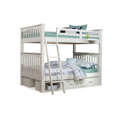 Full Highlands Harper Bunk Bed with Storage Units and Hanging Nightstand White - Hillsdale Furniture