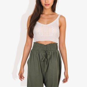 Anna-Kaci Women's Knit Crop Top with Spaghetti Straps and Ribbed Hem Sleeveless Summer Tank Top - 1 of 4