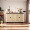 Okak 62.2in Decorative Storage Cabinet, Entryway Cabinet with 4 Doors and Wooden Legs, Sideboard Cabinet for Living Room, Office, Entryway, Black - 2 of 4
