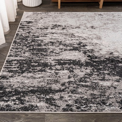Storm Gray and Cream Abstract 3x5 Area Rug