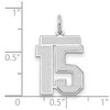 Black Bow Jewelry 14k White Gold, Jersey Collection, Medium Number 15 Pendant - 2 of 3
