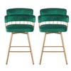 Grungis 26 inch Counter Height Bar Stools Set of 2, 180° Swivel Bar Chairs with Bucket Seats& Golden Metal Legs for Kitchen Island, Cafe - 2 of 4