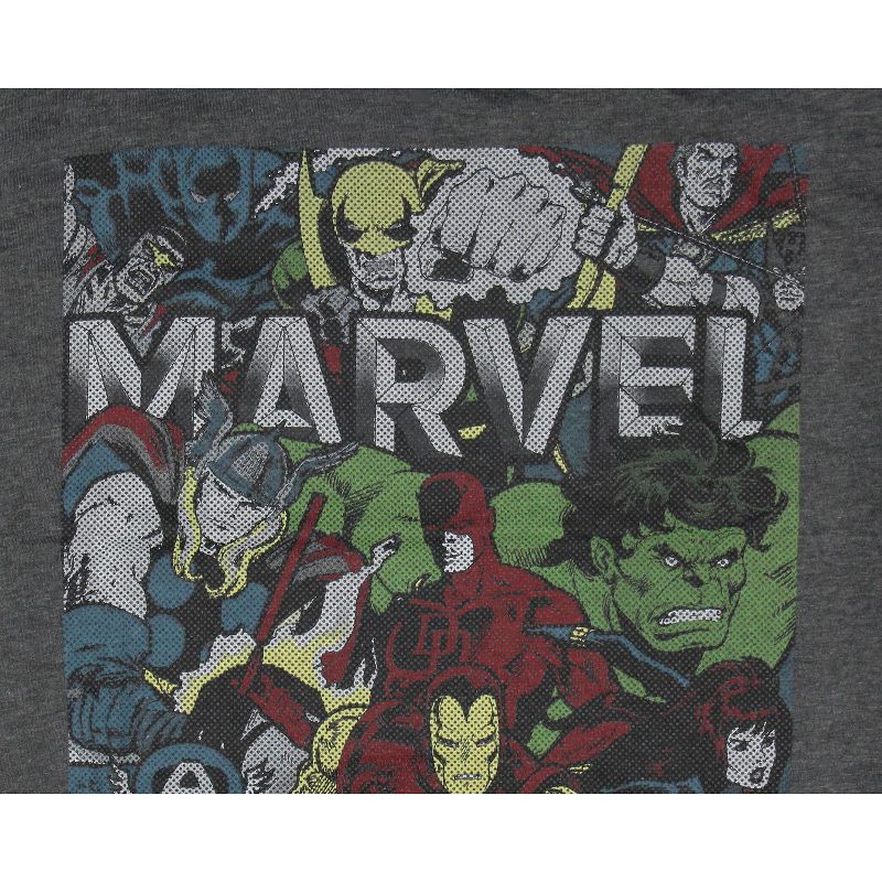 Marvel Men's Avengers Heros Ready to Fight Retro Halftone Print T-Shirt, 2 of 5