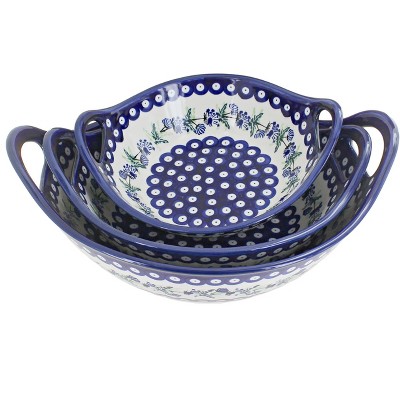 Blue Rose Polish Pottery 1347-1813-1814 Zaklady Bowl Set