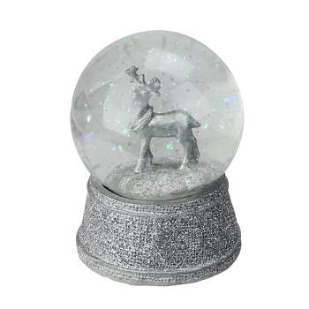 Northlight 5.5" Silver Glittered Reindeer Christmas Snow Globe