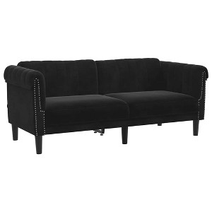 vidaXL Black Velvet 2-Seater Upholstered Loveseat - Modern Couch for Office/Living Room, Comfortable Padded Seating with Stable Wooden Legs - 1 of 4