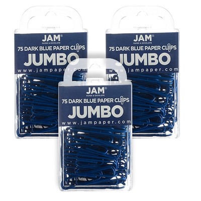 JAM Paper Jumbo Smooth Paper Clip Dark Blue 3/Pack 42186869B