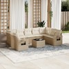 vidaXL 10 Piece Patio Sofa Set with Cushions Beige Poly Rattan - Beige and Cream Without Table - 2 of 4