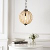 12.5" 1-Light Abril Rustic Bohemian Iron/Wood Bead LED Pendant Oil Rubbed Bronze/Brown - JONATHAN Y: Eco-Friendly Dimmable Orb Fixture - 3 of 4
