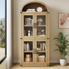 Arched Bookshelf with Doors, 15.83in Depth Storage Shelves, 71.4in Tall Wooden Display Cabinet, Farmhouse Bookcases for Living Room, Kitchen, Office - 3 of 4