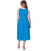 24seven Comfort Apparel Fit and Flare Midi Sleeveless Dress with Pocket Detail - 3 of 4