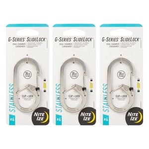 Nite Ize G-Series SlideLock Dual Chamber Carabiner - Size 4 - Stainless Steel - 3 Count (3 Pack) - 1 of 4