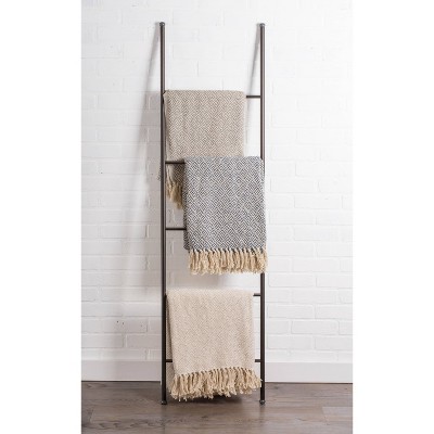 Nautical Blue Cotton Diamond Throw Blanket with Fringe