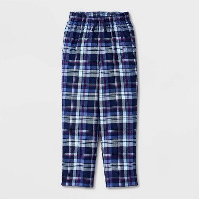 Boys' Plaid Pajama Pants - Cat & Jack™ Blue S: Recycled Polyester, Midweight, Ankle Length, Front Drawstring, Flame-Resistant