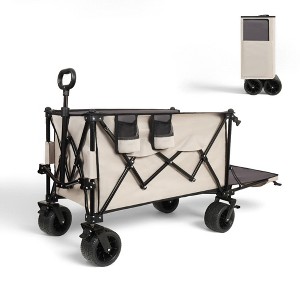 NAYSAYE Wagon Extra Large Folding Cart with All Terrain Wheels and Side Pockets for Outdoor Adventures, 55.12"*22.83"*43.31" - 1 of 4