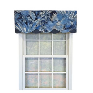 RLF Home 100% Cotton Baja Petticoat  Fully lined Windows Rod Pocket Valance 50" x 15"  Navy - 1 of 4