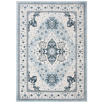 Isabella Light Blue and Cream 8' x 10' Synthetic Area Rug