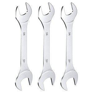 Unique Bargains CR-V Steel Mirror Polished Automotive Repair Furniture Assembly Ultra-Thin Double Open-End Wrenches 3 Pcs - 1 of 4