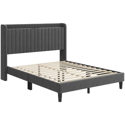 Yaheetech Upholstered Bed Frame with Charging Outlets & USB Ports