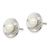 Chisel Stainless Steel Polished Cubic Zirconia and Freshwater Cultured Pearl Stud Earrings - 4 of 4