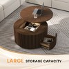 POVISON 31.5'' Lifting Top Round Coffee Table, Mid-Century Modern Wood Coffee Table, Fluted Coffee Table with Hidden Storage and Drawer, Walnut Color - 4 of 4