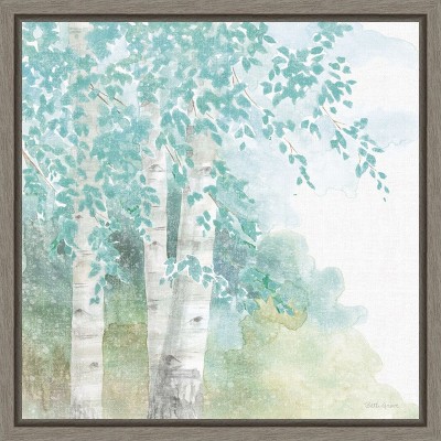 Amanti Art Natures Leaves II (Blue) by Beth Grove Canvas Wall Art Print Framed 16 x 16-in.