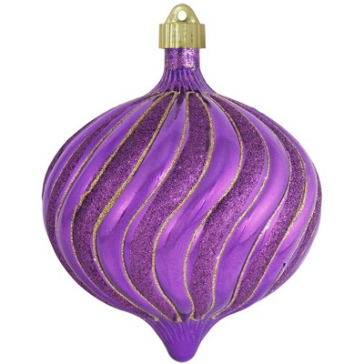 Christmas by Krebs Vivacious Purple Swirled Onion Shatterproof Glitter Christmas Ornament 6" (150mm)